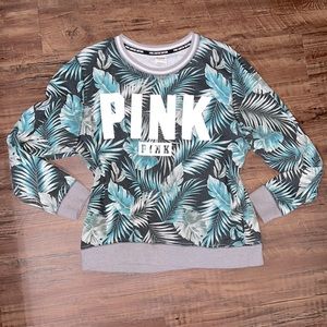 RARE HTF VS Pink Limited Edition Tropical Palm Leaf Sweatshirt